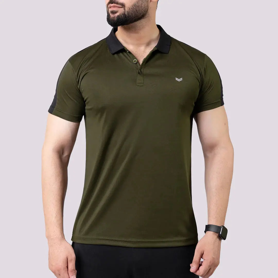 Olive V-Neck Quick Dry T-Shirt - Flair Thread Flairthread 