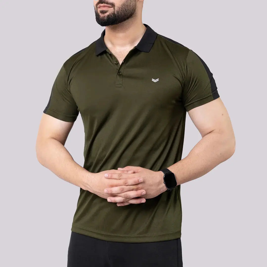 Olive V-Neck Quick Dry T-Shirt - Flair Thread Flairthread 