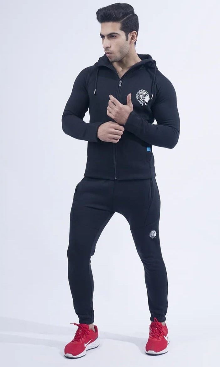 Solid Tech Black Tracksuit For Men - Flairthread Flairthread 