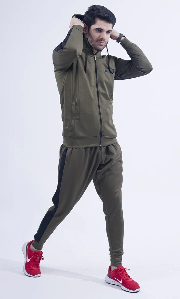 Classic Olive Green Tracksuit For Men - Flairthread Flairthread 